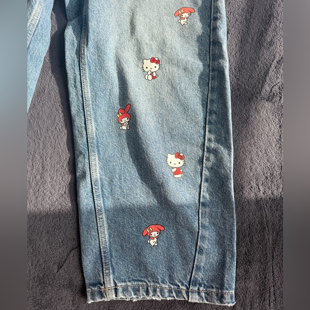 Zara Girls Hello Kitty Sanrio Print Barrel Jeans Size 9-10 Years - Picture 3 of 11